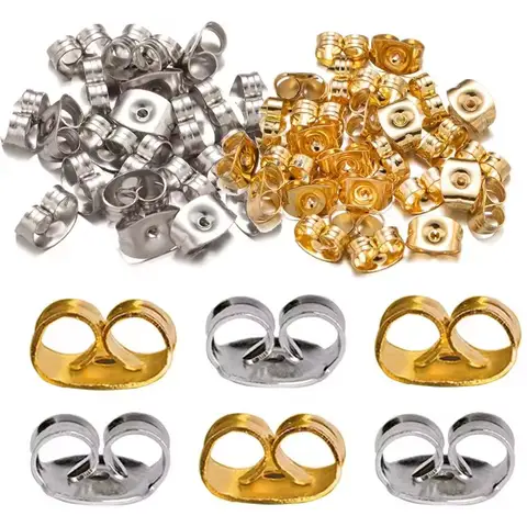 Boucles d'oreilles papillon en acier inoxydable, couleur or, 100x6mm, bouchon arrière de sécurité pour la fabrication de bijoux, fournitures de recherche, 4.5 pièces