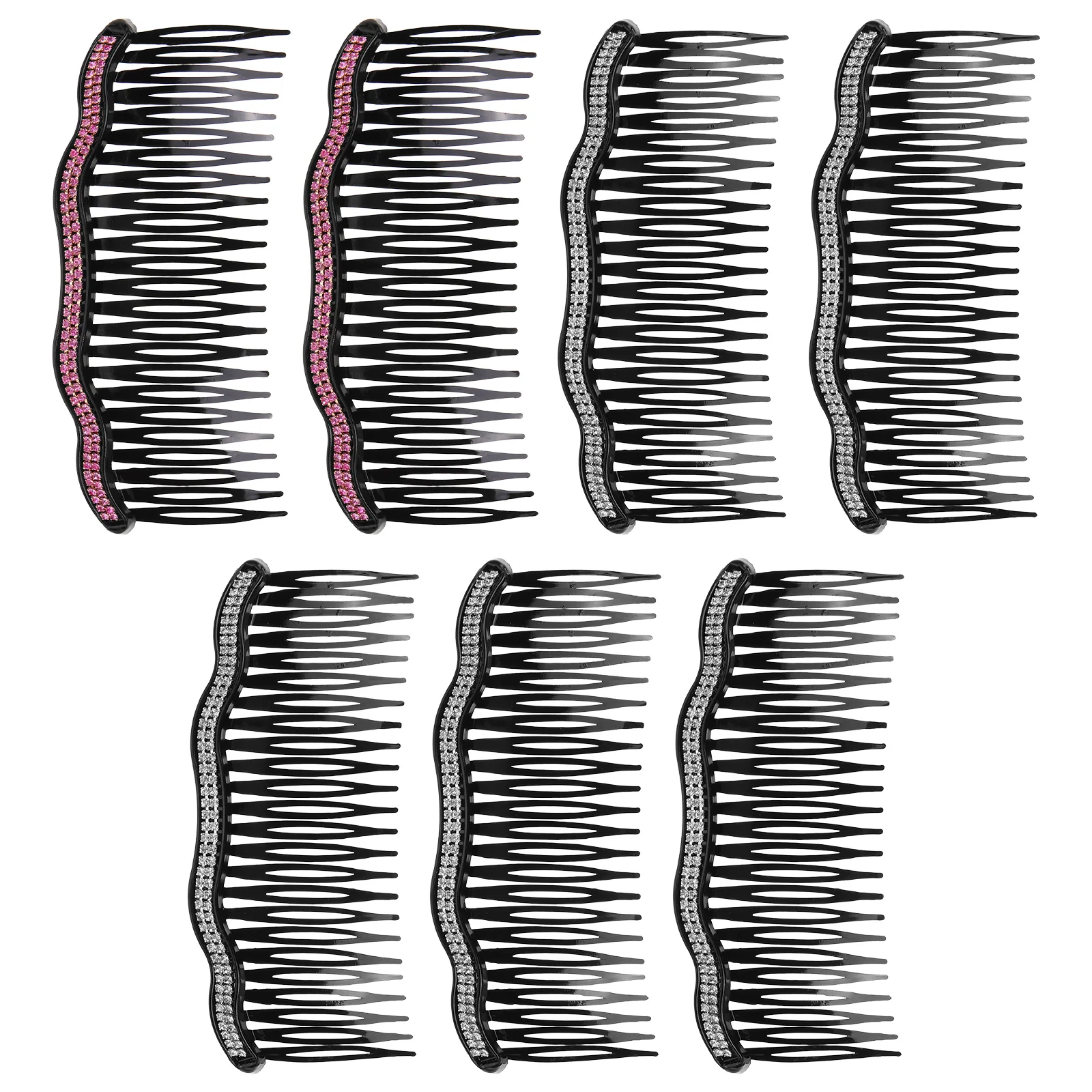 

7pcs Hair Clip Combs Rhinestone Comb Hair Clip Wedding Bridal Hair Accessories for Women and Girls (Waves Double Row)