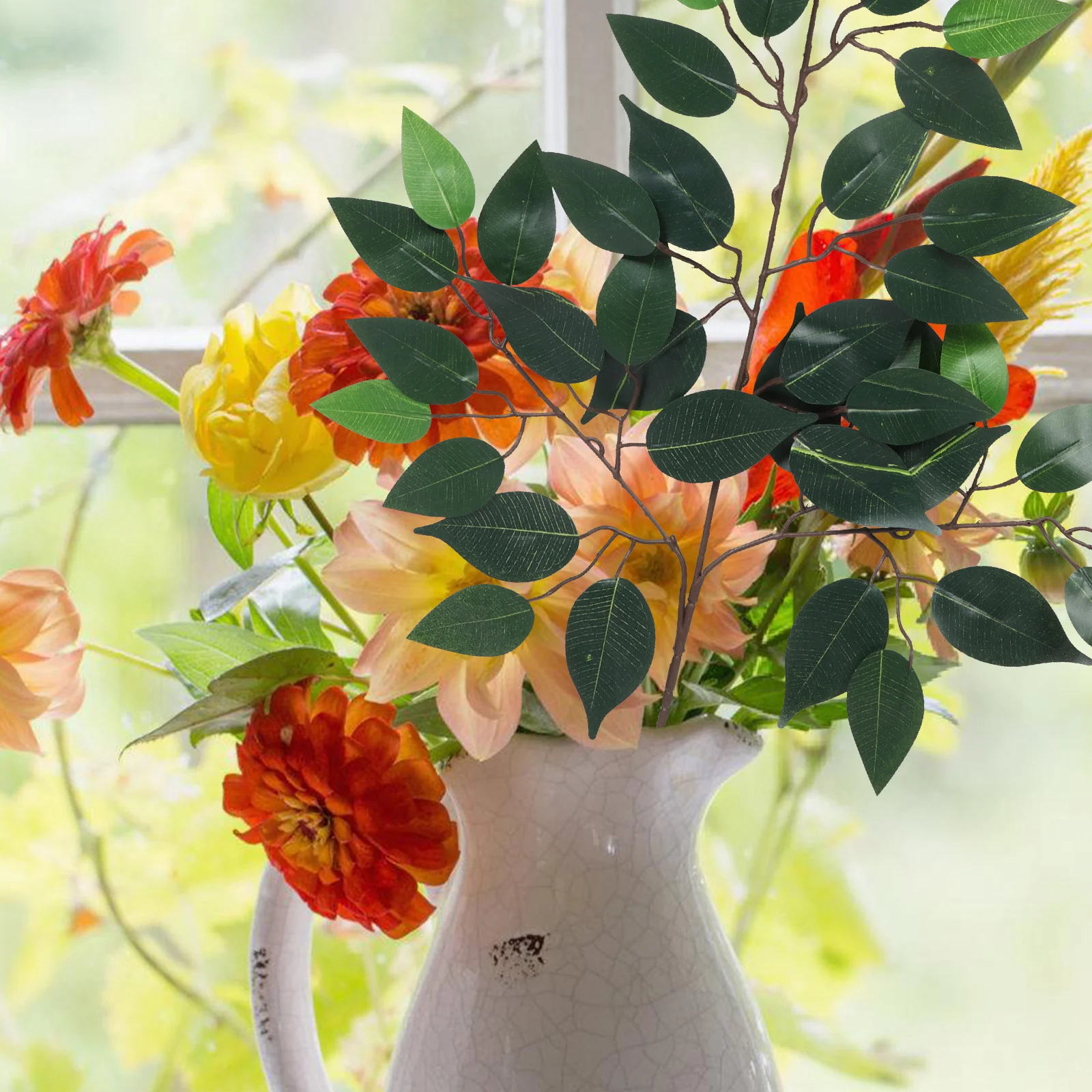 

2Pcs Lifelike Plastic Banyan Branches Flexible Decoration Scenic Displays Greenery Artificial Plants for Decor