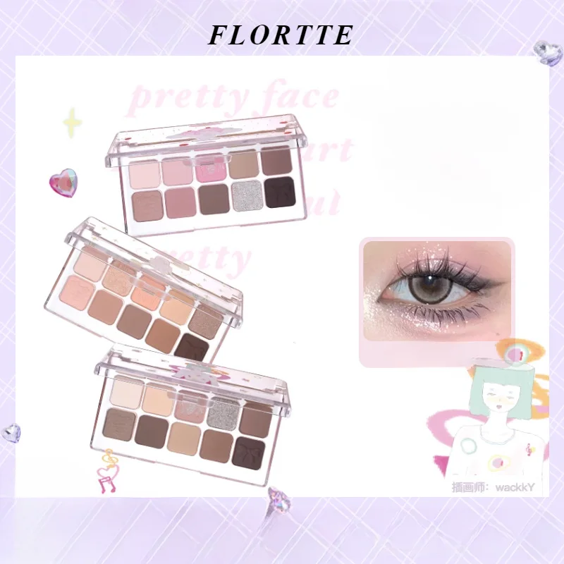 FLORTTE Wackky girls' dormitory series ten color eye shadow plate daily comprehensive eye shadow plate Makeup