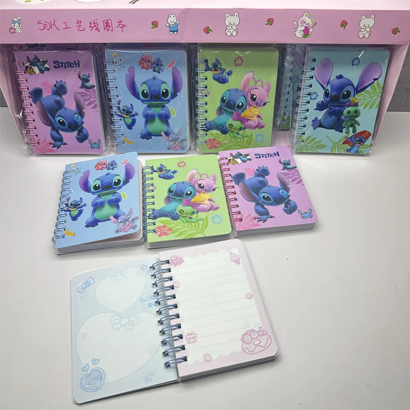 4 Pcs Mixed Disney Stitch Coil Notebook Notebook Cartoon Cute Color Inner Page Mini Notebook