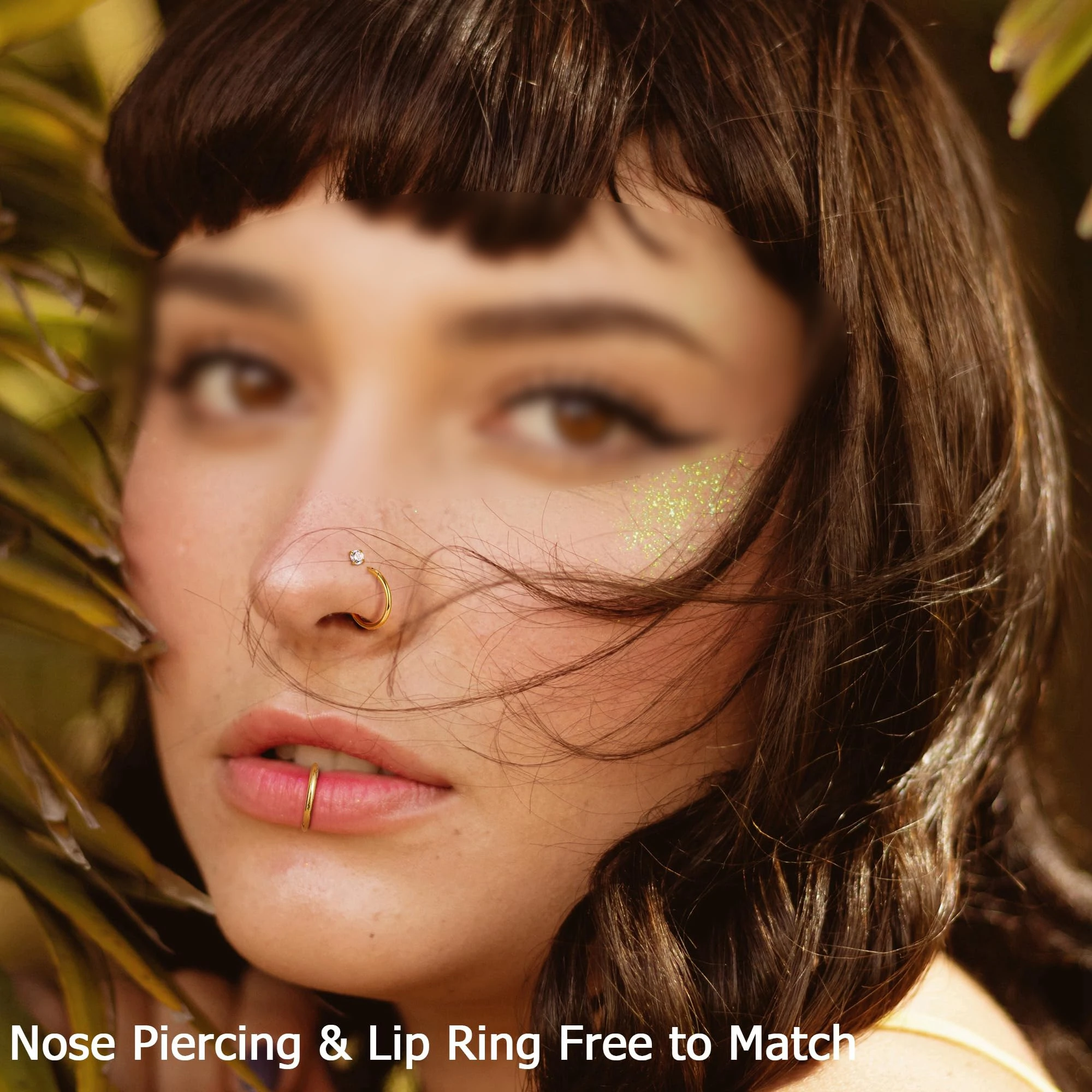 15Pcs 20G Nose Studs 18G Nose Rings Hoop for Women Men 316L Stainless Steel Straight L Shaped Nose Piercing Jewelry Golden