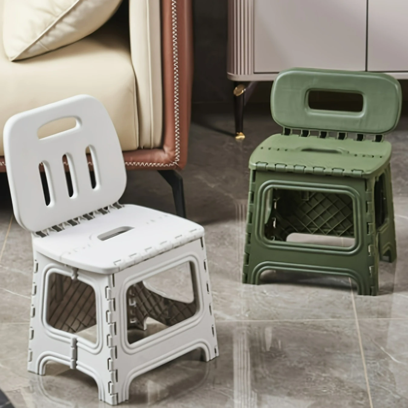 

Foldable Plastic Dining Chair with Backrest - Lightweight & Sturdy, No Assembly Required