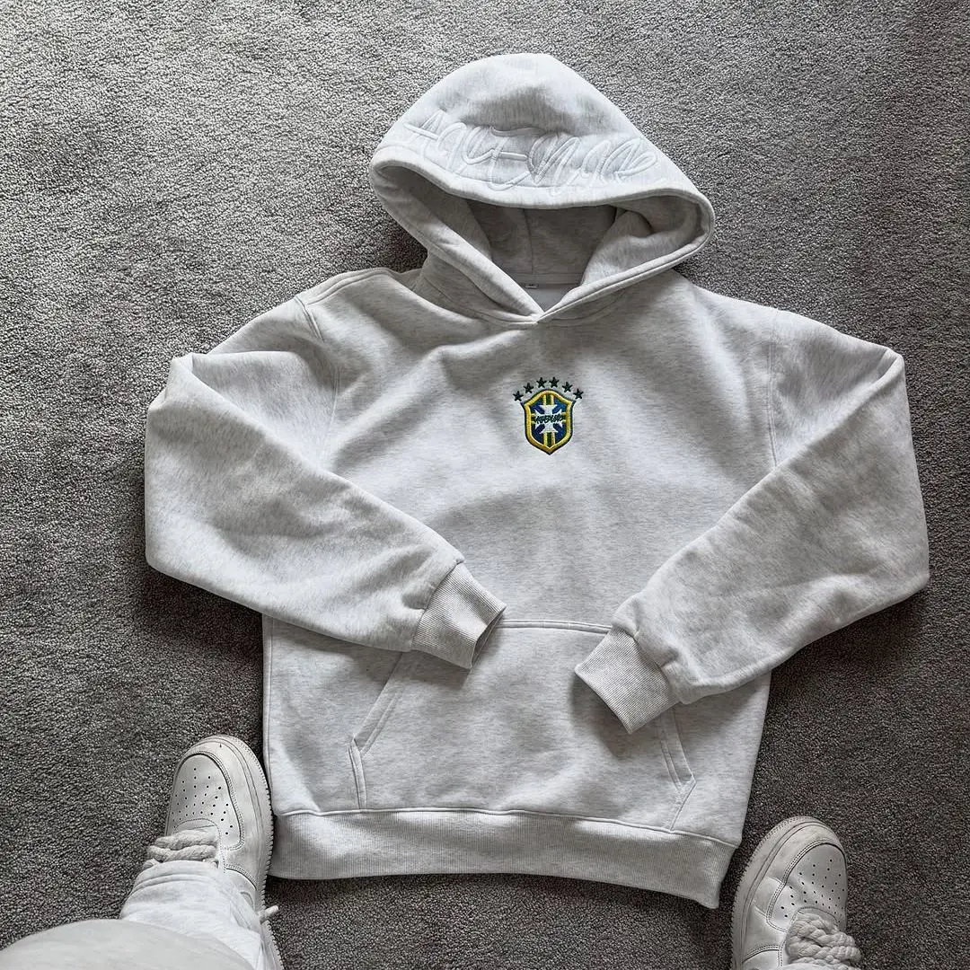 Casual fashion sports style unisex hooded sweater football team embroidery pattern design personalized street 2026 new style