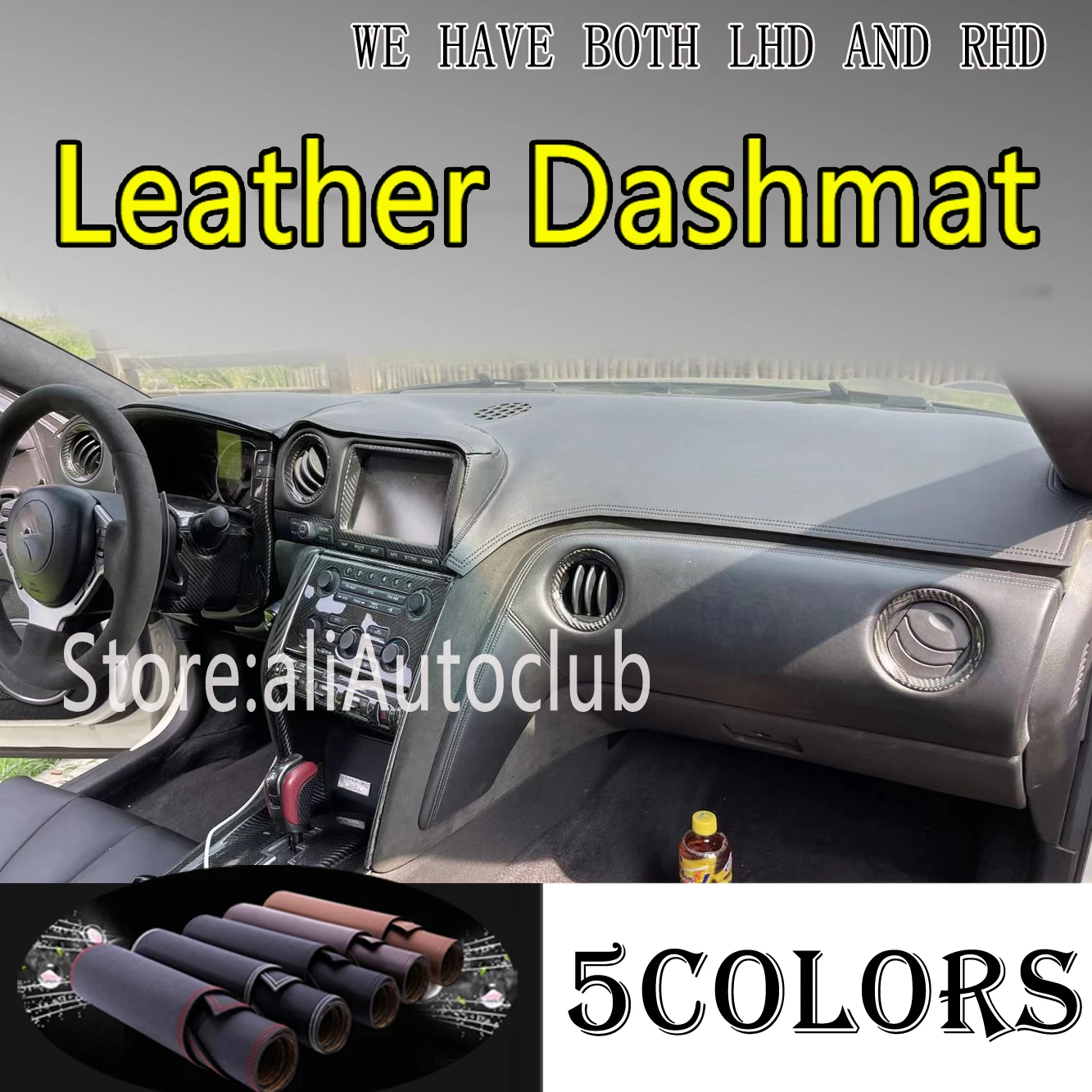 

PU Leather Dashmat Suede Dashboard Cover Pad Dash Mat Car Accessories Carpet Auto for Nissan GT-R GTR R35 2009-2015 2010 2013