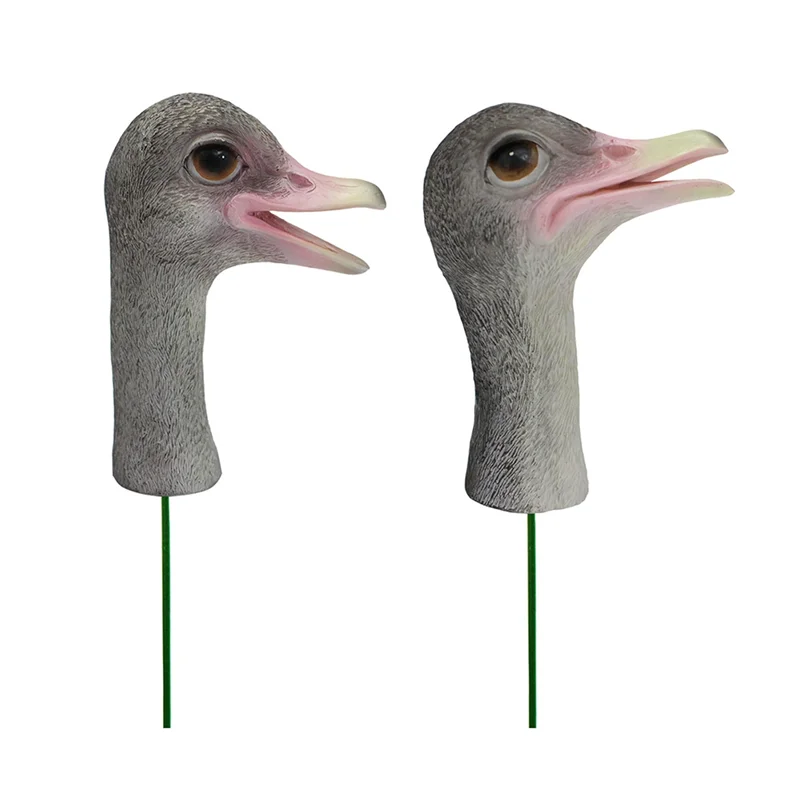 

FO-Ostrich Head Garden Stake Duo For Outdoor Decor: Resin-Crafted Simulated Ostrich Statues