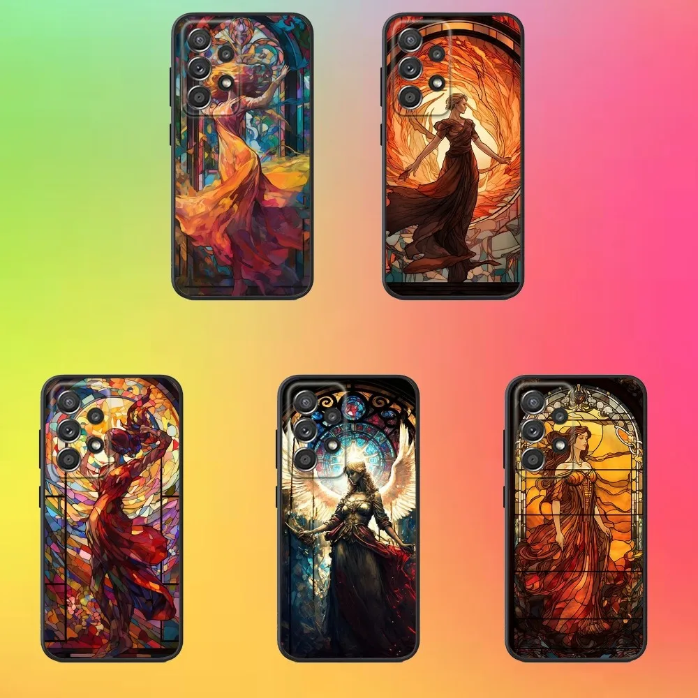 

Woman Stained Cathedral Phone Case For Samsung S25,S24,S21,S22,S23,S30,Ultra,S20,Plus,Fe,Lite,Note,10,9,5G Black Cover
