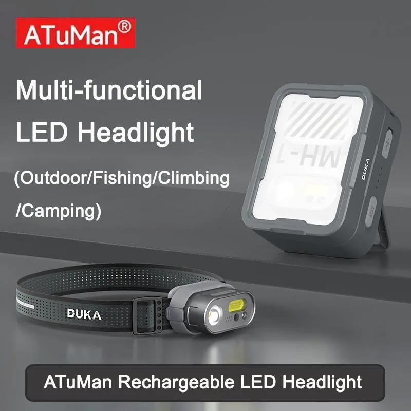 

Перезаряжаемая светодиодная фара ATuMan с датчиком движения, 8 режимов освещения, 39 часов, длительный срок службы батареи для походов на открытом воздухе, на открытом воздухе, рыбалки