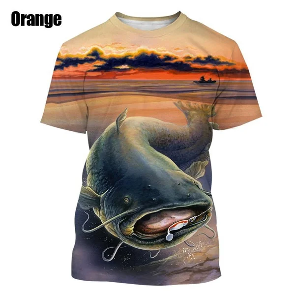 2023 Men's Summer Outdoor Fishing T-Shirts Fashion Fish Graphic T-Shirts Casual Breathable Short Sleeve Tops