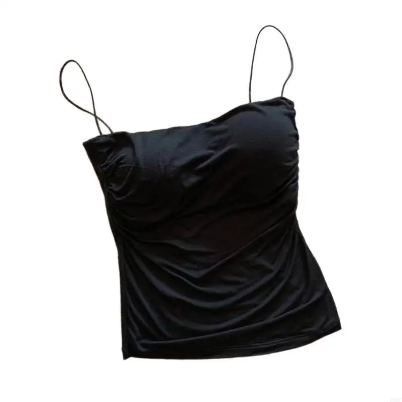 39BC Women Double Lined Going Out Tops Ruched Summer Camisole T Shirts Sleeveless Crop Tops Trendy Going Out Tops Gift