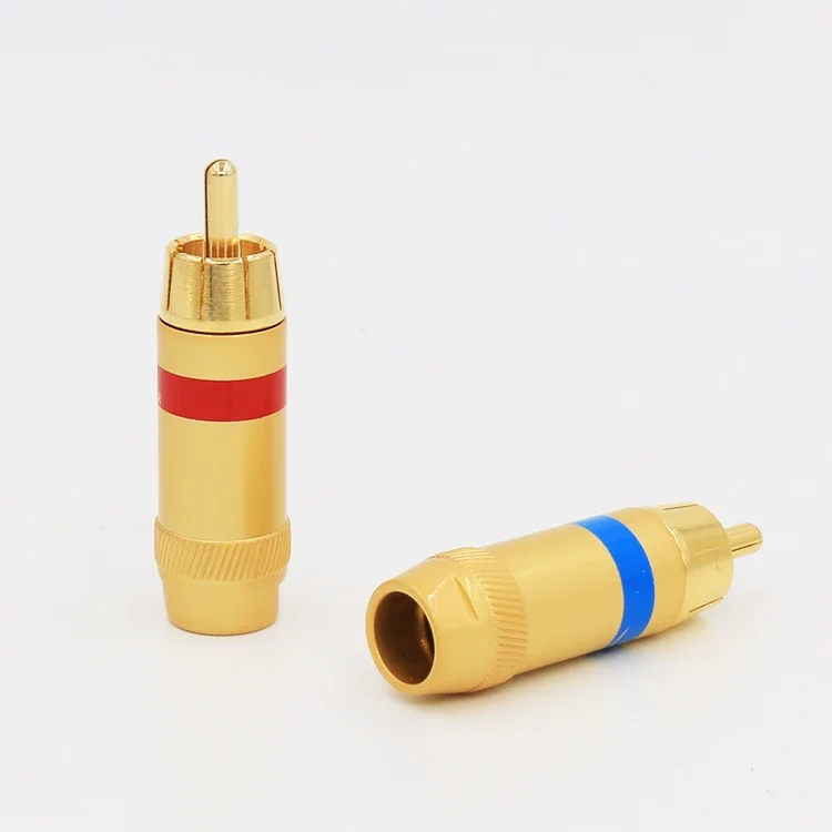 VR009G Male RCA Plug Wire Solder Audio Video Gold Plated Connector 8MM diameter rca adapter for hifi cable diy