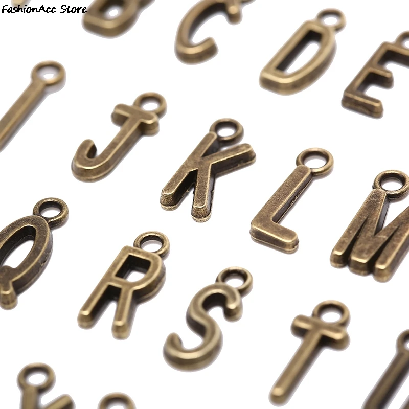 NEW 26Pcs Alphabet A-Z Charms Pendents Letters DIY Jewelry Findings Gold Bronze Silver Color For Jewelry Making