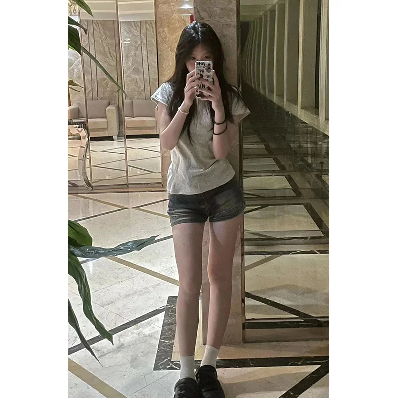 

Водяная летняя джинсовая футболка для похудения orts And ort Sve для женщин, удобный повседневный наряд из смеси хлопка