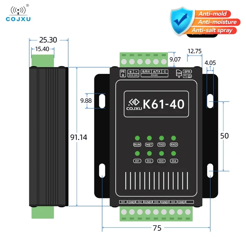 

EBYTE Lora SX1262 Switching Value RS485 Data Transparent Remote Transmission Modbus RTU/TCP Hardware Watchdog Anti-Interference