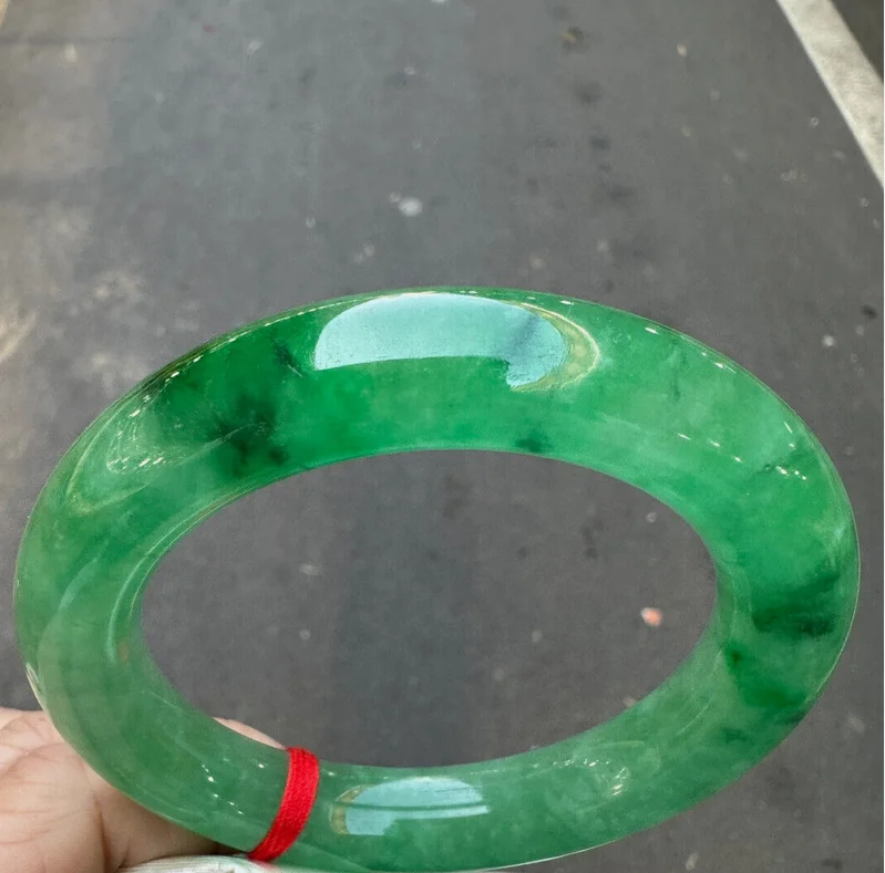 Round Rod Nature Grade A Emerald green Burma Jade jadeite bracelet bangle 58mm