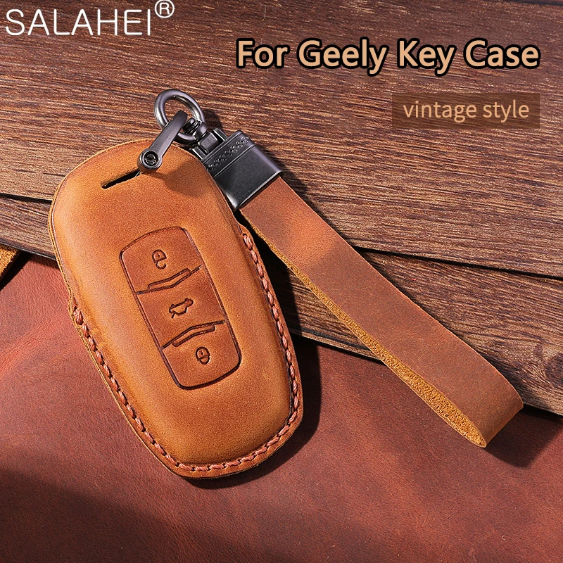 Car Key Case Fob For Geely Coolray X6 X7 EX7 Atlas Okavango NL3 Emgrand Global Kulrey Hawk GX7 EmgrarandX7 SUV GT GC9 Accessory