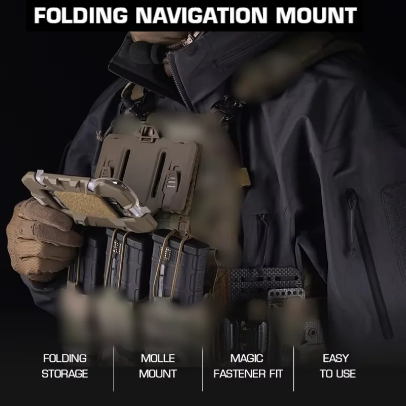 MOLLE-Mounted Foldable Navigation Panel - Quick-Deploy Chest Rig Organizer for Outdoor & Sports
