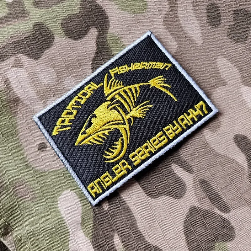 Parche militar de pescador táctico, bordado de velcro, emblema de moral, pegar en gorras, chaqueta, mochila, apliques para ropa