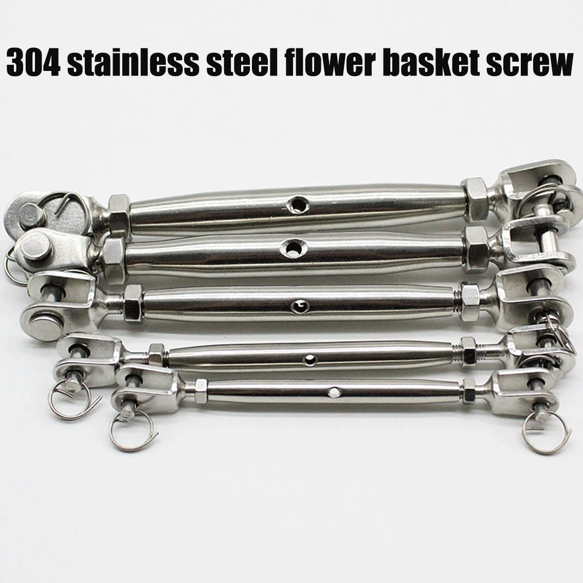 

1PCS Antioxidant 304 Stainless Steel Flower Basket Screw M5/M6/M8~M24 Steel Wire Rope Tensioner Closed Body Flower Basket Bolt