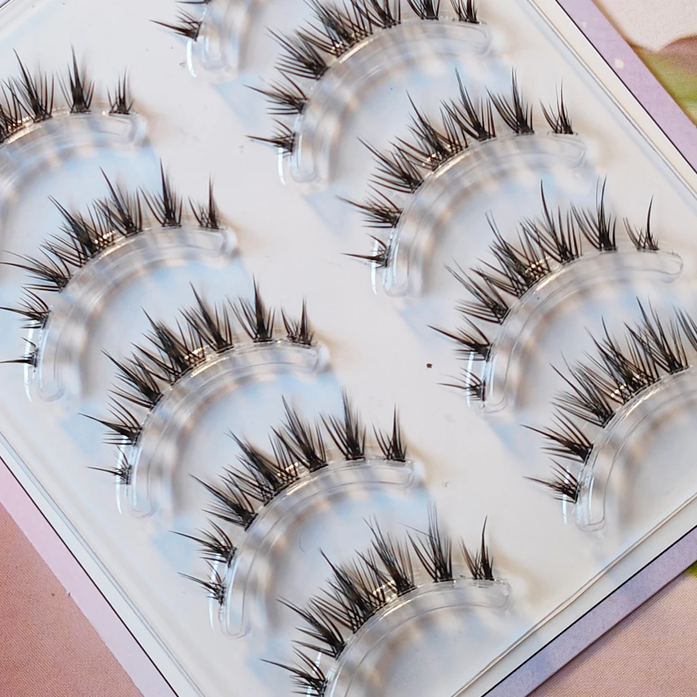 5 paia Clear Band ciglia finte Natural look Eye Lashes Extension Fluffy Soft Cross Manga Lashes Wispy Eyelash Extension