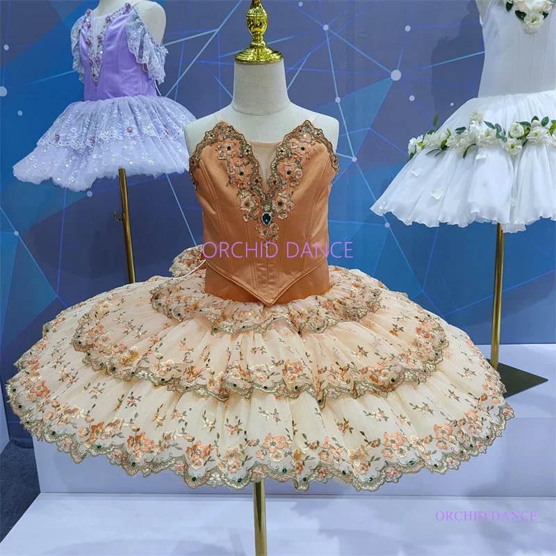 hot selling  fashion Unique Design Girls Children Women Adult Performance Wear brown Ballet Tutu Costumes with twinkle diamond