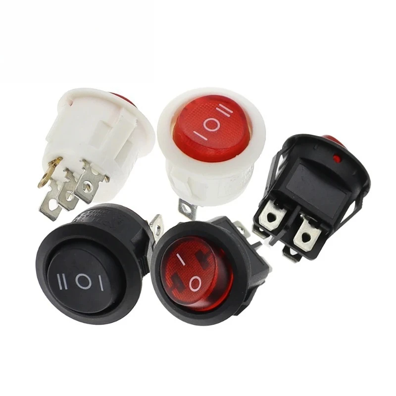 ON/OFF Round Rocker Switch LED illuminated Car Dashboard Dash Boat Van 12V 24V / 6A 250V / 10A 125V 2/3/4PIN Switch 20MM