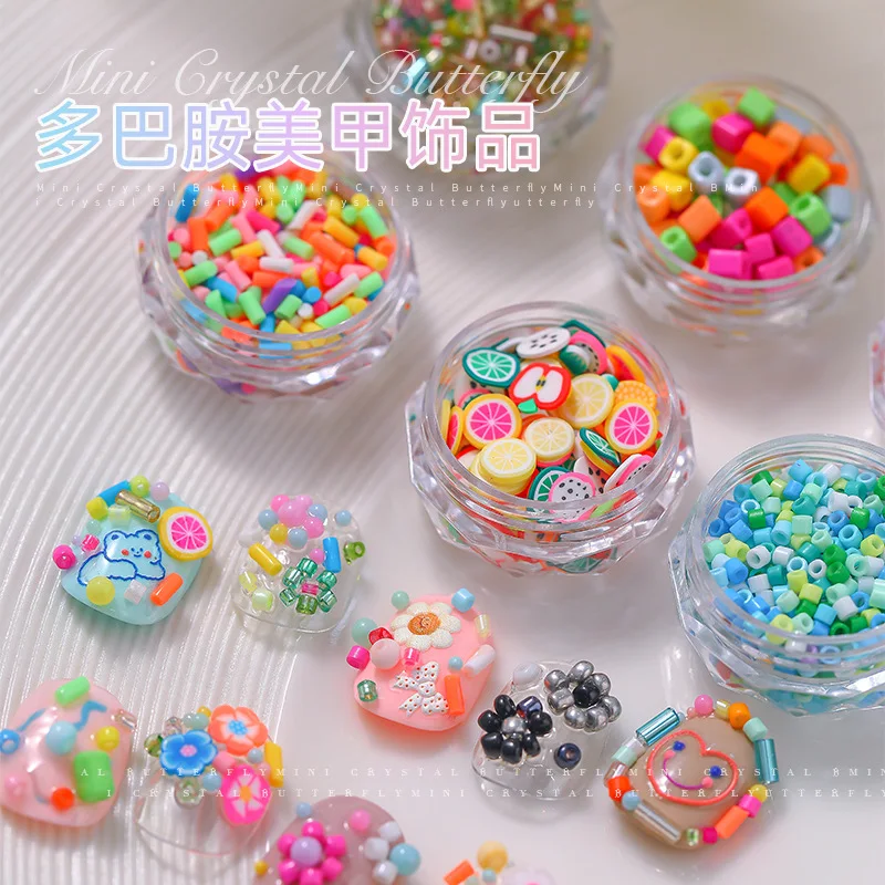 

Hot Sale 1 Box of Dopamine Cartoon Nail Accessories Cute Colorful Three-dimensional Candy Resin DIY Nail Decoration Nails Arts