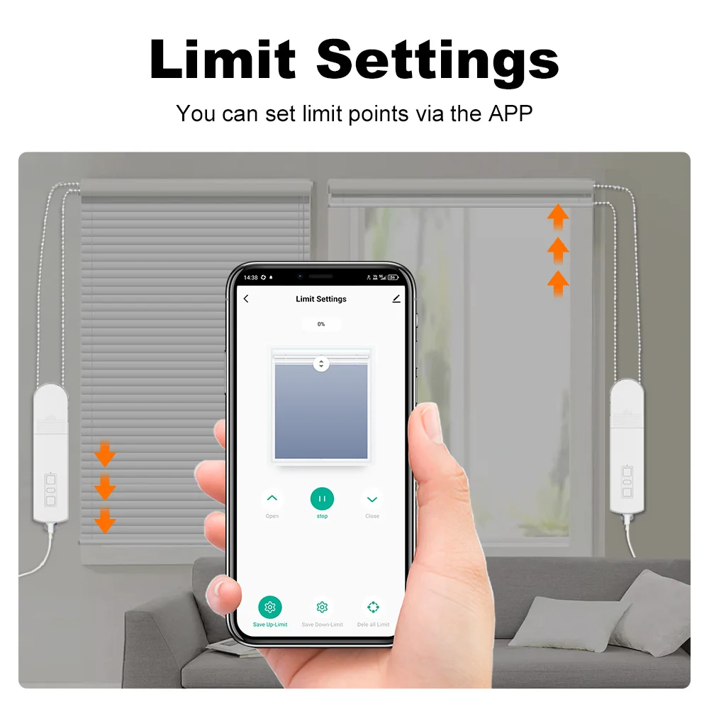 Manhot Tuya Smart Life WiFi Smart Motor Electric Chain Roller Blinds Shade Shutter Drive App Compatible With Alexa/Google Home