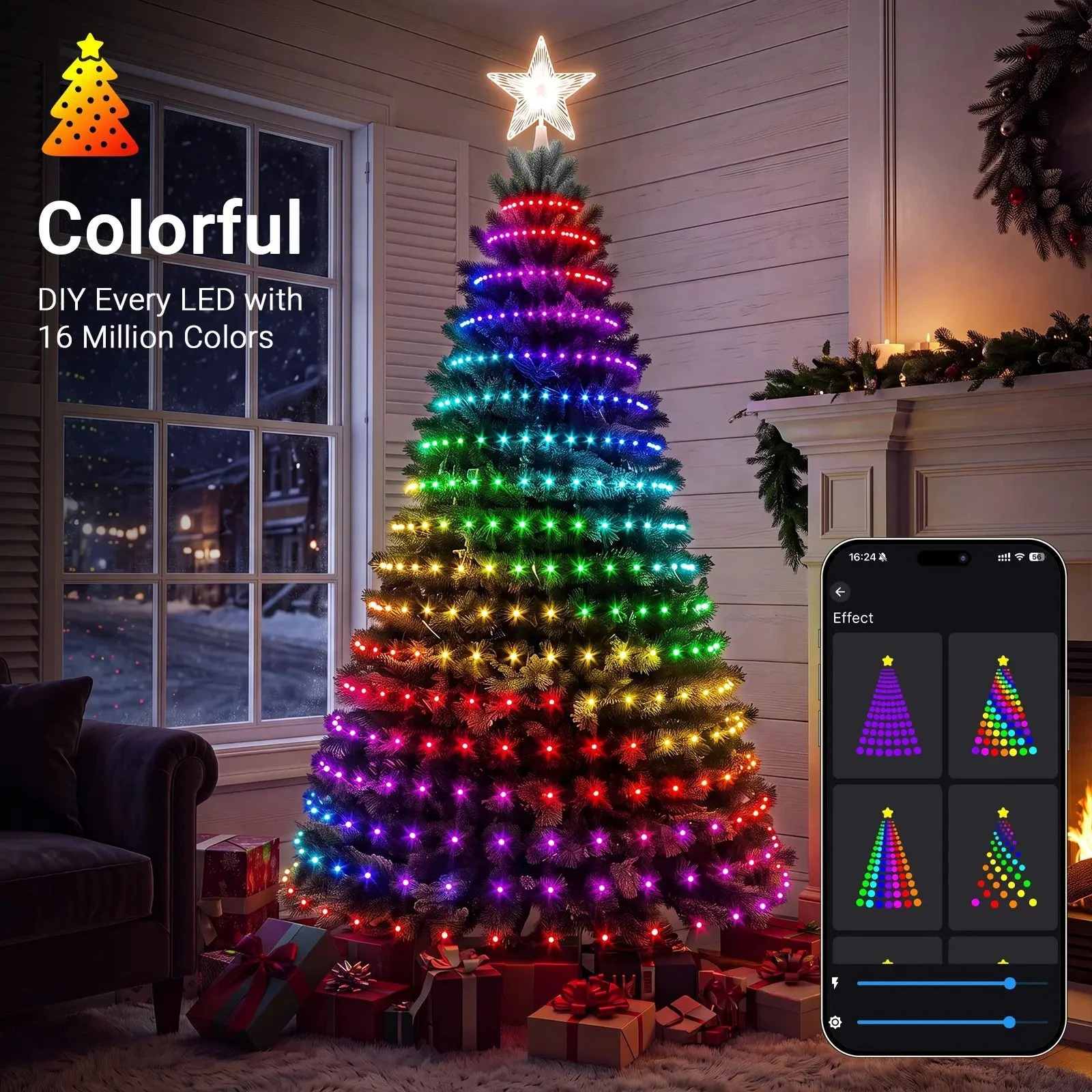 Christmas Tree LED Lights 400LEDs Smart RGB LED String Lights Holiday Decoration for Indoor Outdoor Tree APP/Remote Control