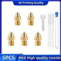 5PCS 0.4mm MK8 Nozzles for Creality Ender 3/S1/Pro/V2/CR-6/5 Series & Sprite Extruder - High-Temp Steel 3D Printer Accessories