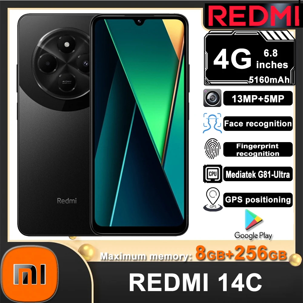 Brand new Xiaomi Redmi 14C 4G 6.8-inch LCD large screen 120hz50MP camera 5160mah battery Type-C interface 18w fast charging