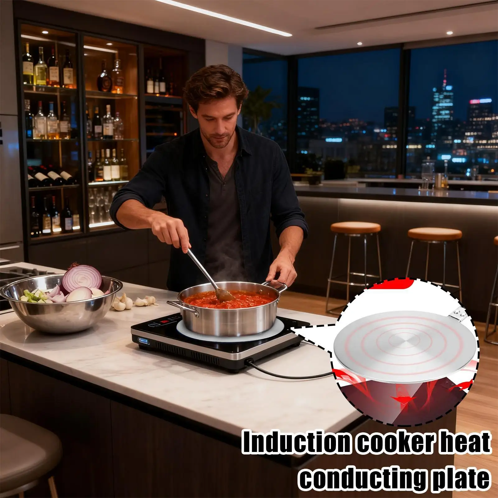 

Induction Adapter Stainless Steel Simmer Disk Steel Pots Induction Cooker Adapter Plate For Apartment Home Dorm Small Space