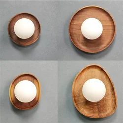 Natural Wooden Wall Lamps Home Art Vintage Retro Lights for Bedroom Living Room Corridor Aside Wall Sconce LED Lighting Fixtures