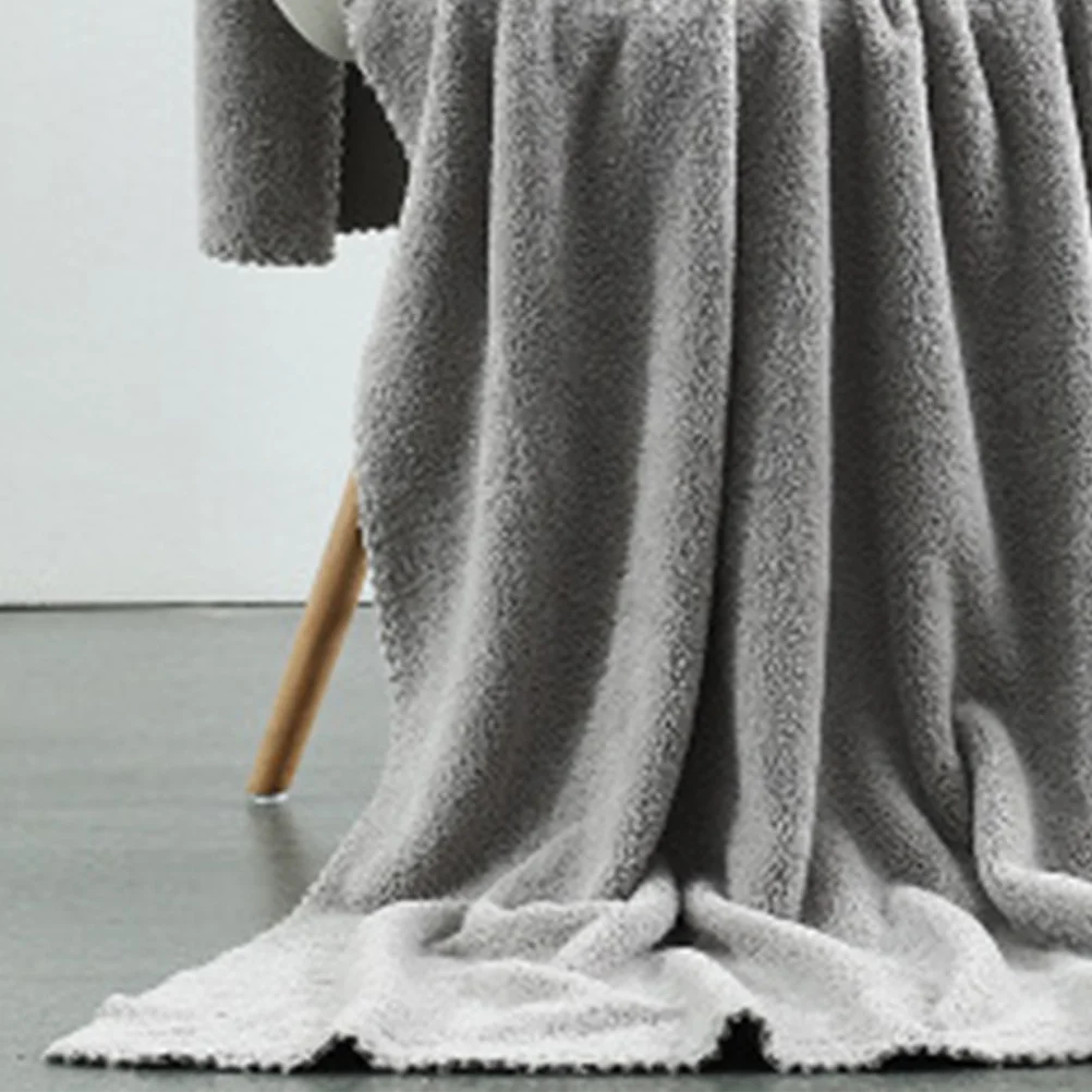 

Soft Coral Fleece Bath Towel Large Highly Absorbent Eco Friendly Warm Bathroom Grey Coral Fleece Towel