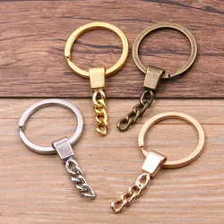 10pcs 4 Color Key Ring ( Circle Size: 30mm ) Key Chain Rhodium Bronze Gold KC Plated 50mm Long Round Split Keychain Keyrings