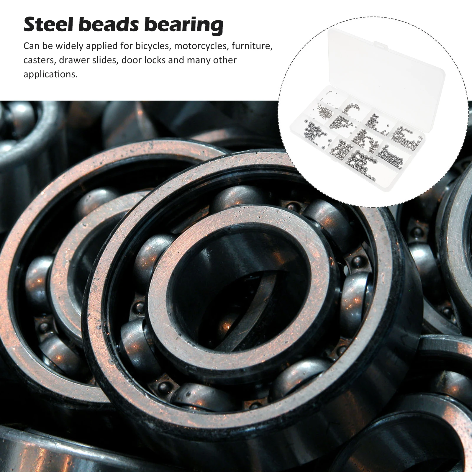 

510 Pcs Steel Balls 70 Precision Kit for Bearings Furniture Caster Slides Door Locks Round Round Steel Beads Beads