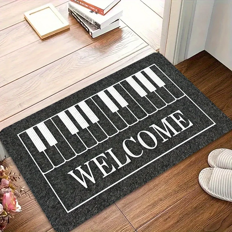 A Piano-Key-Patterned Welcome Mat That Is Machine-Washable and Easy to Clean, Making It Perfect for Pet Areas.