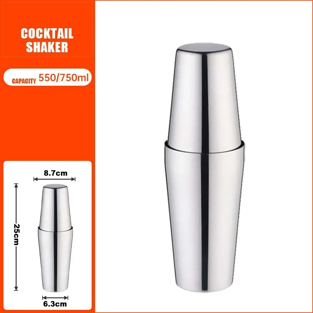 Boston Mixing Jug Stainless Steel Cocktail Shaker 750/550ml Hand Punch Lemon Milk Tea Shaker For Making Drink Bar Tools