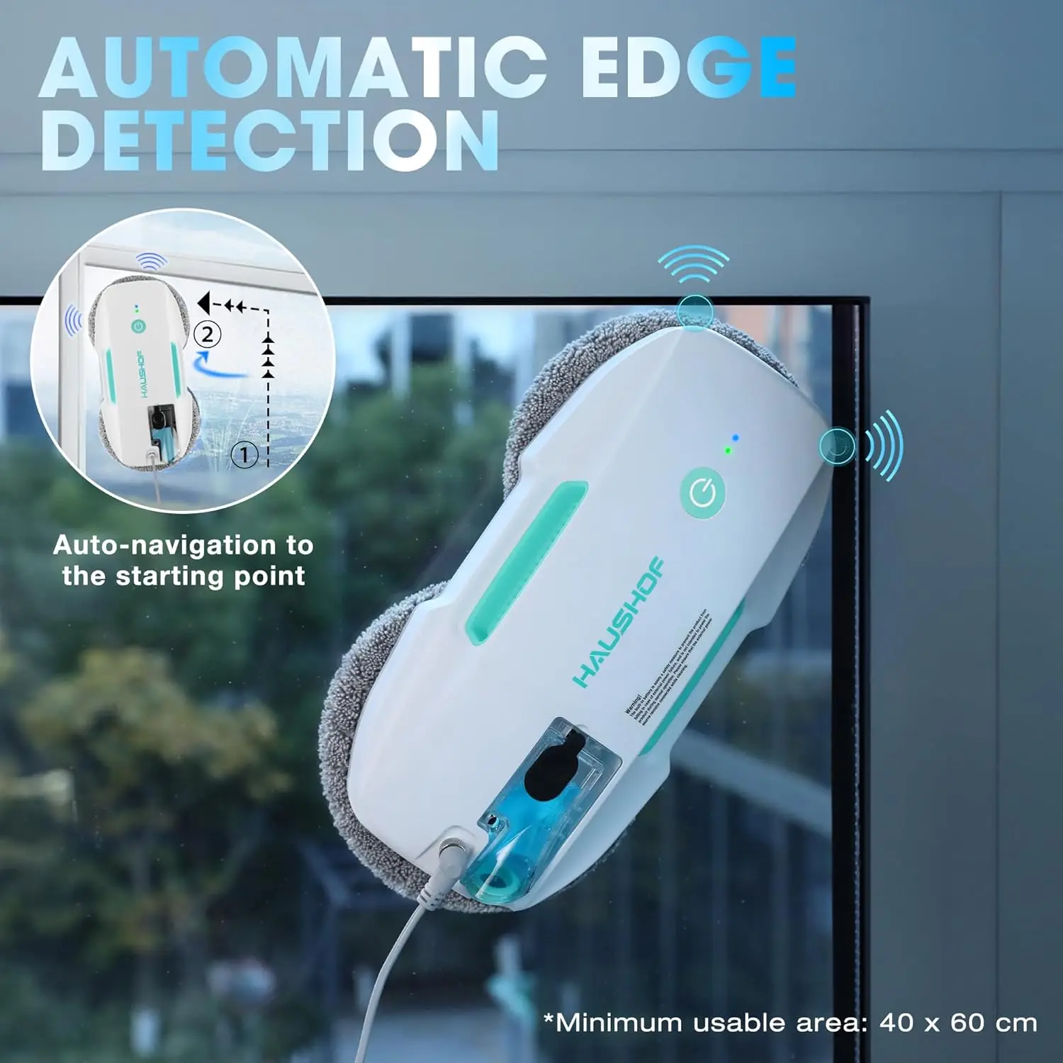 Robot Window Cleaner with 3800Pa Suction, Auto Water Spray, AI Path Planning & Edge Detection, Remote Control for High-R