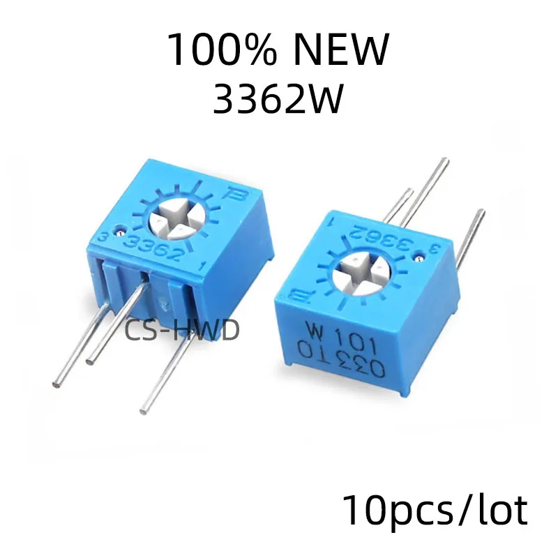 10PCS 3362W Adjustable Precision Potentiometer 100 200 500 R Ohm 1K 2K 5K 10K 20K 50K 100K 200K 500K 1M 3362 Trimpo Trimmer