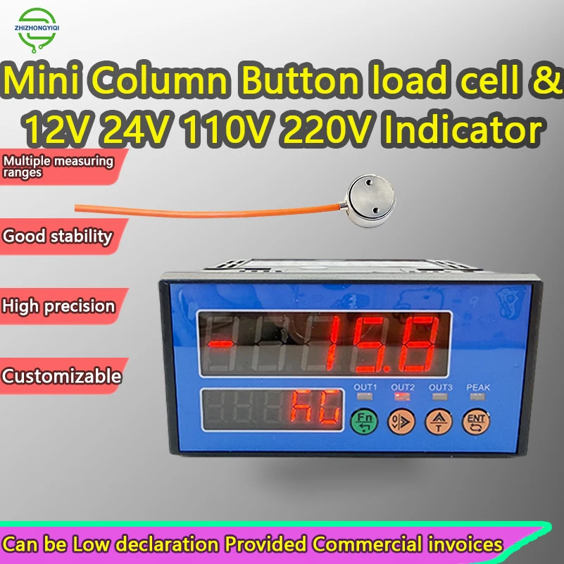 100N 200N Micro Mini Load Cell with Digital Display 24V Safe Power Supply Optional AC85–265V 0–10KG Range Force Measurement Kit