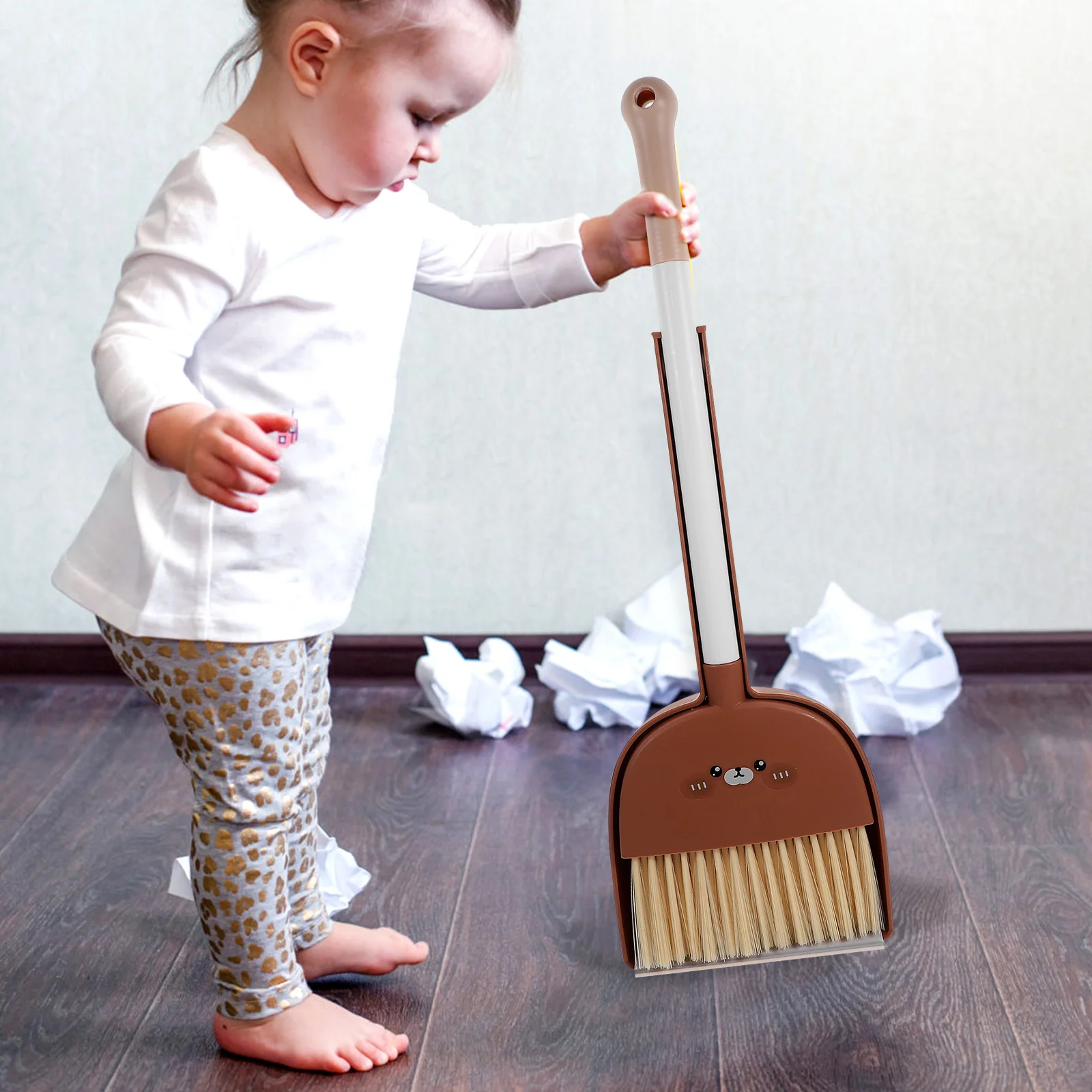 

1Set Kids Broom and Dustpan Set Small Lightweight Plastic Cleaning Tool Bright Color Easy Grip for Toddlers Small Broom