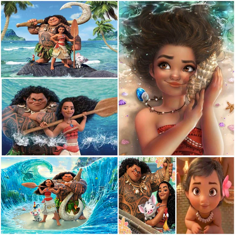 Disney Cartoon Digital Oil Painting Moana Series Fill By Number Suitable for Adult Hand Painted Home Decor