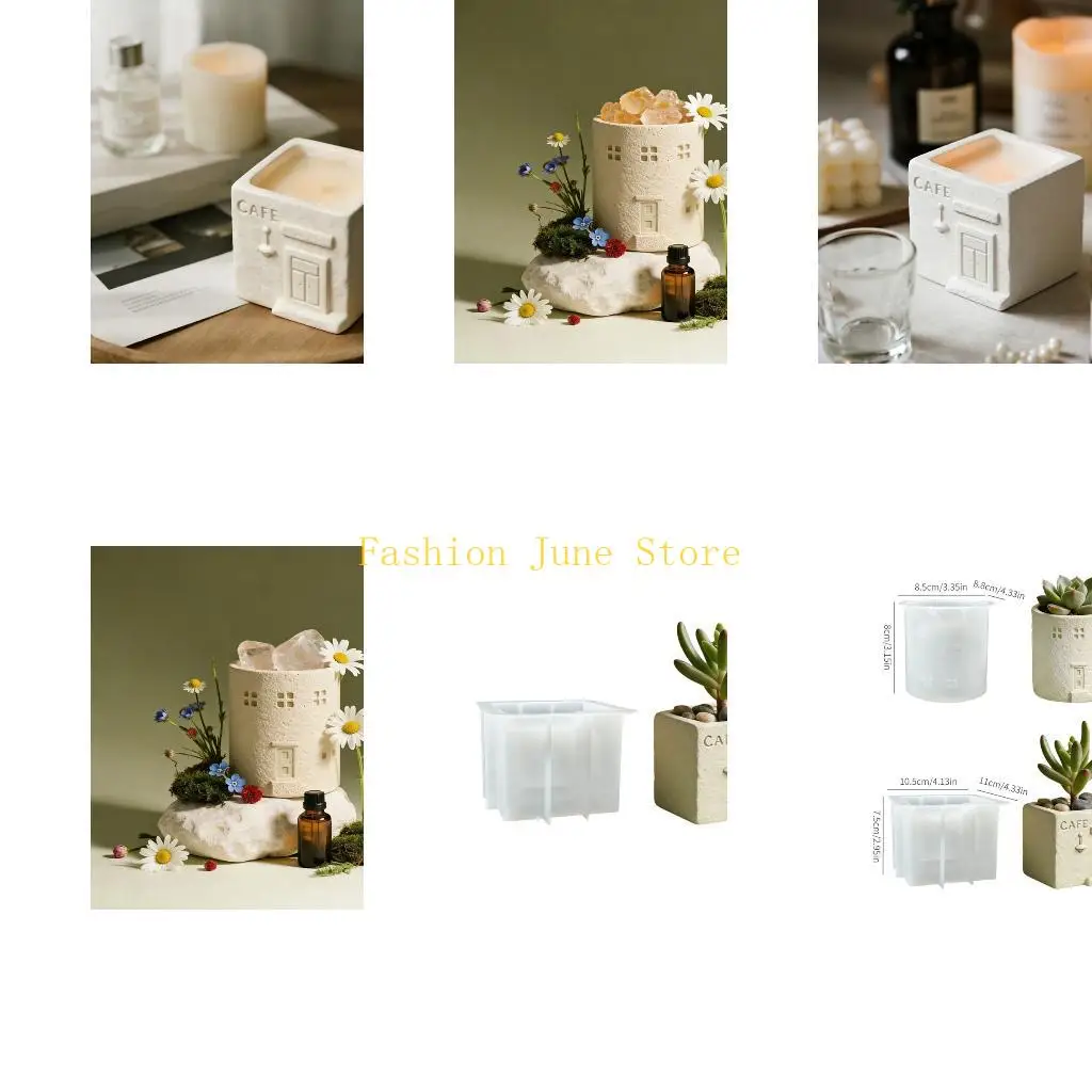 N5KA Creative Silicone Mould For Miniature House Shaped Plant Pots And Jewelry Container