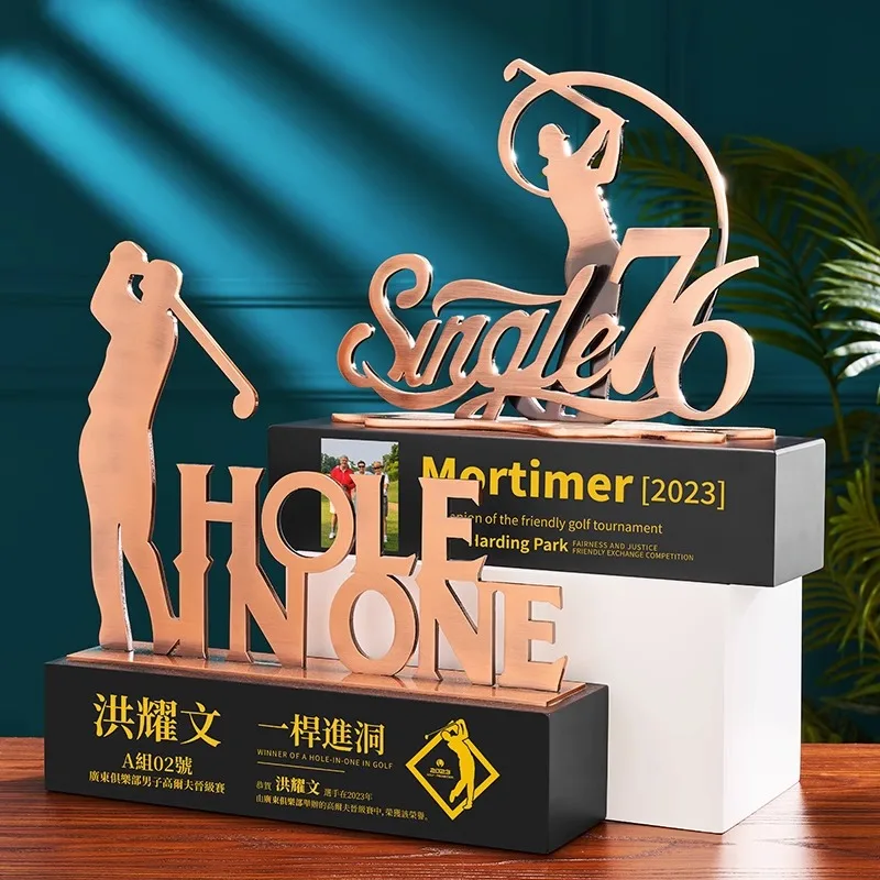 Customized High-End Golf Crystal Trophy, Souvenir, Home Decorations, Creative Metal Commemorative Rod, One Hole Award, 1Pc