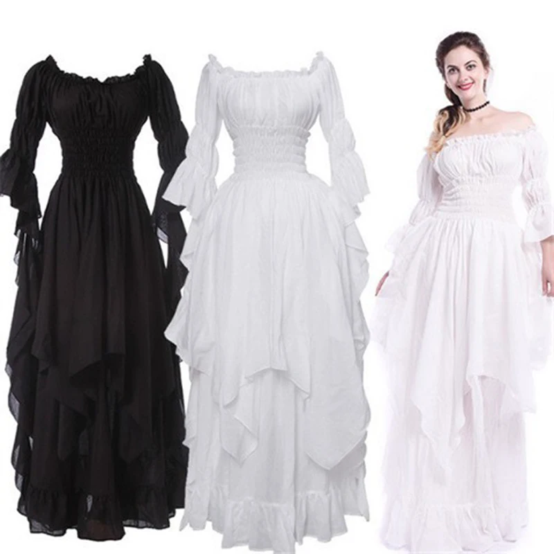 Robe longue victorienne médiévale vintage pour femmes, robe gothique Renaissance, corset Lolita, robe de cour royale, costume de fête d'Halloween