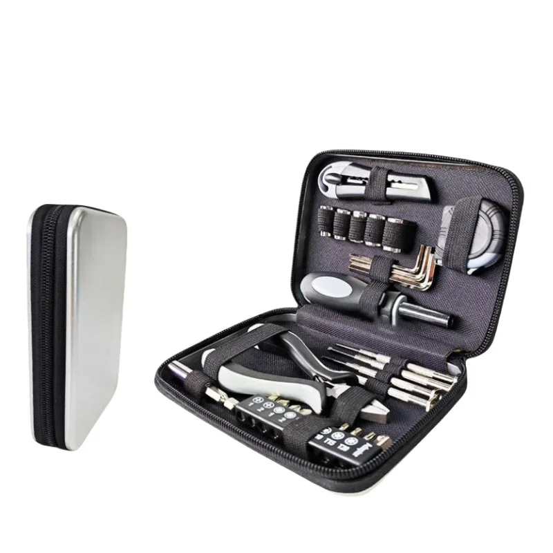 portable tinplate box tool 27pc set Hexagonal wrench Screwdriver Tape measure Steel wire pliers