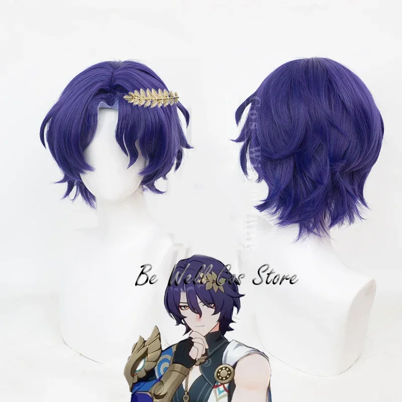 Dr. Ratio Cosplay Wig Headwear Honkai Star Rail Purple Short Hair Heat-resistant  Wig  Women Men Halloween Outfit Role Play Prop