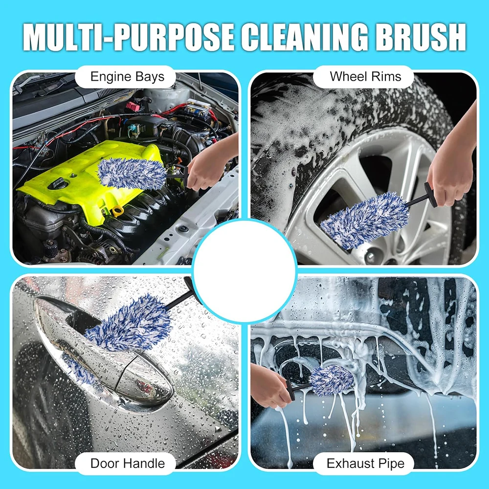 Car Wash Microfiber Wheels Brush Non-Slip Ultra Soft Car Cleaning Gloves Mitt Car Wheel Spokes Brushes Car Accessories