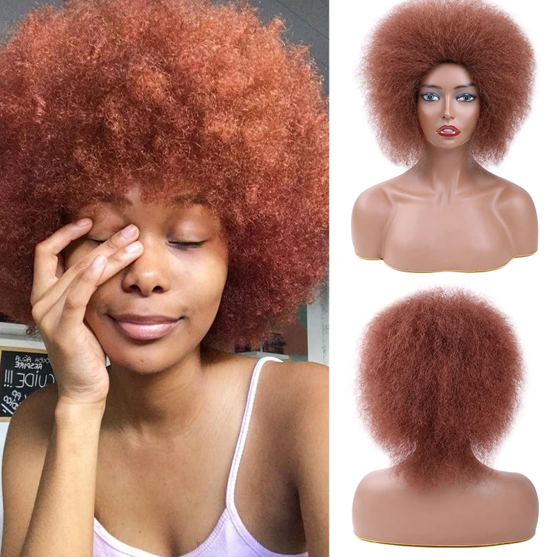 6นิ้ว Afro Yaki ตรงวิกผมสีดำธรรมชาติ Yaki Straight Hair Fluffy Kinky Curly Hair Good วิกผมสังเคราะห์ผู้หญิง